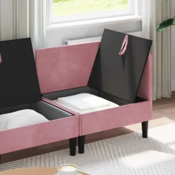 vidaXL Woonkamer Meubelset 4 st Roze Fluweel
