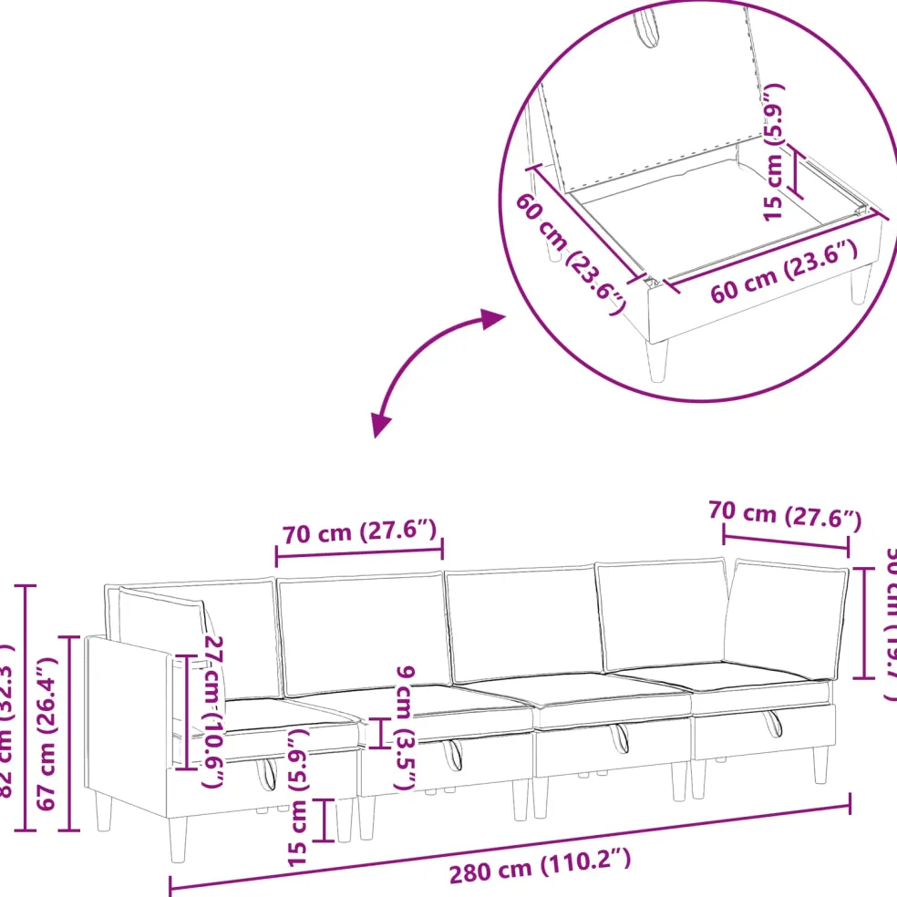 vidaXL Woonkamer Meubelset 4 st Roze Fluweel