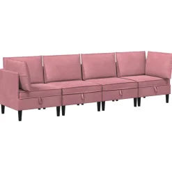 vidaXL Woonkamer Meubelset 4 st Roze Fluweel
