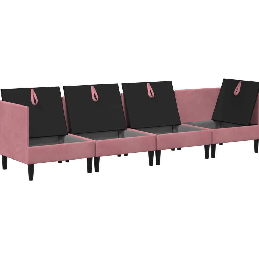 vidaXL Woonkamer Meubelset 4 st Roze Fluweel