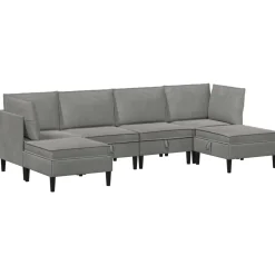 vidaXL Woonkamer Meubelset 6 st Lichtgrijs Fluweel