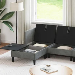 vidaXL Woonkamer Meubelset 6 st Donkergrijs Fluweel