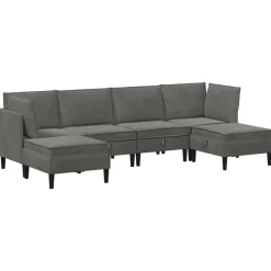 vidaXL Woonkamer Meubelset 6 st Donkergrijs Fluweel