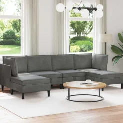 vidaXL Woonkamer Meubelset 6 st Donkergrijs Fluweel