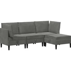 vidaXL Woonkamer Meubelset 4 st Donkergrijs Fluweel