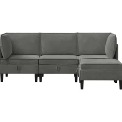 vidaXL Woonkamer Meubelset 4 st Donkergrijs Fluweel