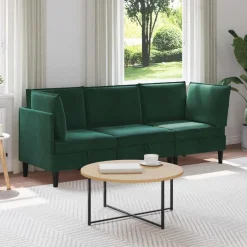 vidaXL Woonkamer Meubelset 3 st Donkergroen Fluweel