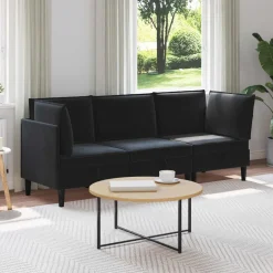 vidaXL Woonkamer Meubelset 3 st Zwart Fluweel