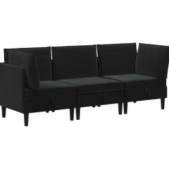 vidaXL Woonkamer Meubelset 3 st Zwart Fluweel