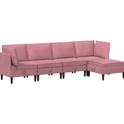 vidaXL Woonkamer Meubelset 5 st Roze Fluweel