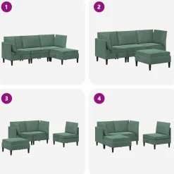 vidaXL Woonkamer Meubelset 4 st Zeegroen Fluweel