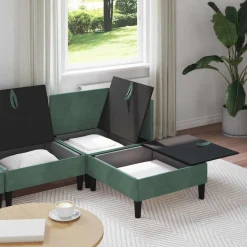 vidaXL Woonkamer Meubelset 4 st Zeegroen Fluweel