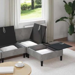 vidaXL Woonkamer Meubelset 4 st Lichtgrijs Fluweel