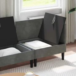 vidaXL Woonkamer Meubelset 4 st Donkergrijs Fluweel