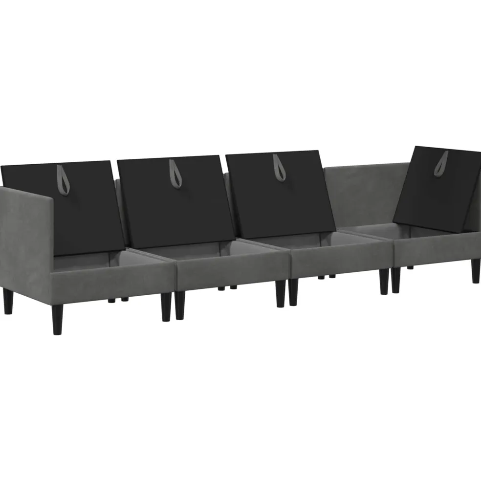 vidaXL Woonkamer Meubelset 4 st Donkergrijs Fluweel