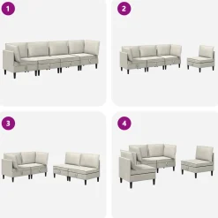 vidaXL Woonkamer Meubelset 4 st Crèmekleurig Fluweel