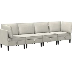 vidaXL Woonkamer Meubelset 4 st Crèmekleurig Fluweel