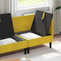 vidaXL Woonkamer Meubelset 3 st Geel Fluweel
