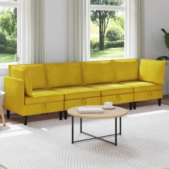 vidaXL Woonkamer Meubelset 3 st Geel Fluweel