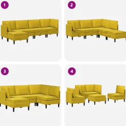 vidaXL Woonkamer Meubelset 5 st Geel Fluweel