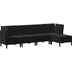 vidaXL Woonkamer Meubelset 5 st Zwart Fluweel