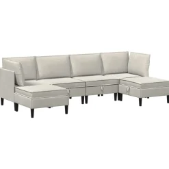 vidaXL Woonkamer Meubelset 6 st Crèmekleurig Fluweel