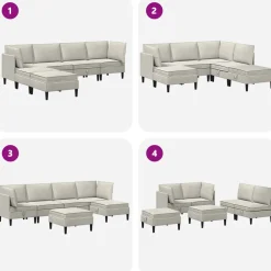 vidaXL Woonkamer Meubelset 6 st Crèmekleurig Fluweel
