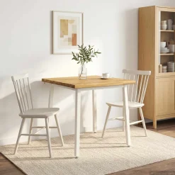 vidaXL 60 x 55 x 75 cm Massief Acaciahout Wit Rechthoekig