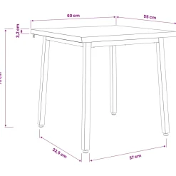 vidaXL 60 x 55 x 75 cm Massief Acaciahout Naturel en Zwart Rechthoekig