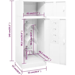 vidaXL Zadelkast 53x53x140 cm staal wit