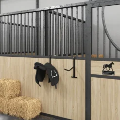 vidaXL Zadelrek met hoofdstelhaak 1 stang draagbaar ijzer zwart
