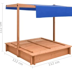 vidaXL Zandbak met dak 112x112x112 cm vurenhout