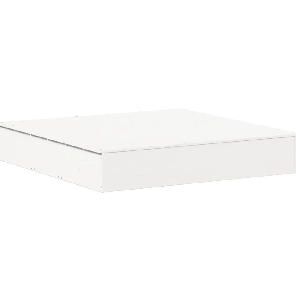 vidaXL Zandbak met deksel 111x111x19,5 cm massief grenenhout wit