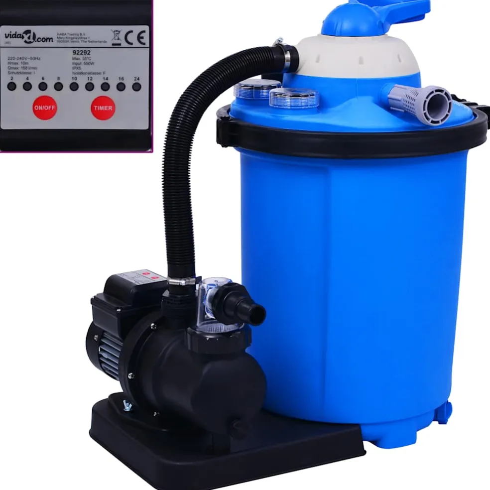 vidaXL Zandfilterpomp met timer 550 W 50 L