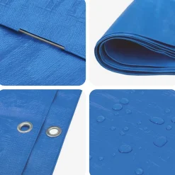 vidaXL Zeil met Oogjes Blauw 2 x 3 m 180 gsm PE