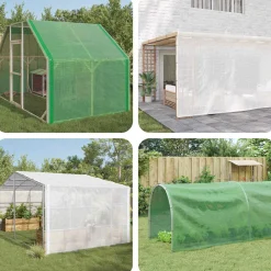 vidaXL Zeil met Oogjes 2 st Groen 1,5 x 5 m 260 gsm PE