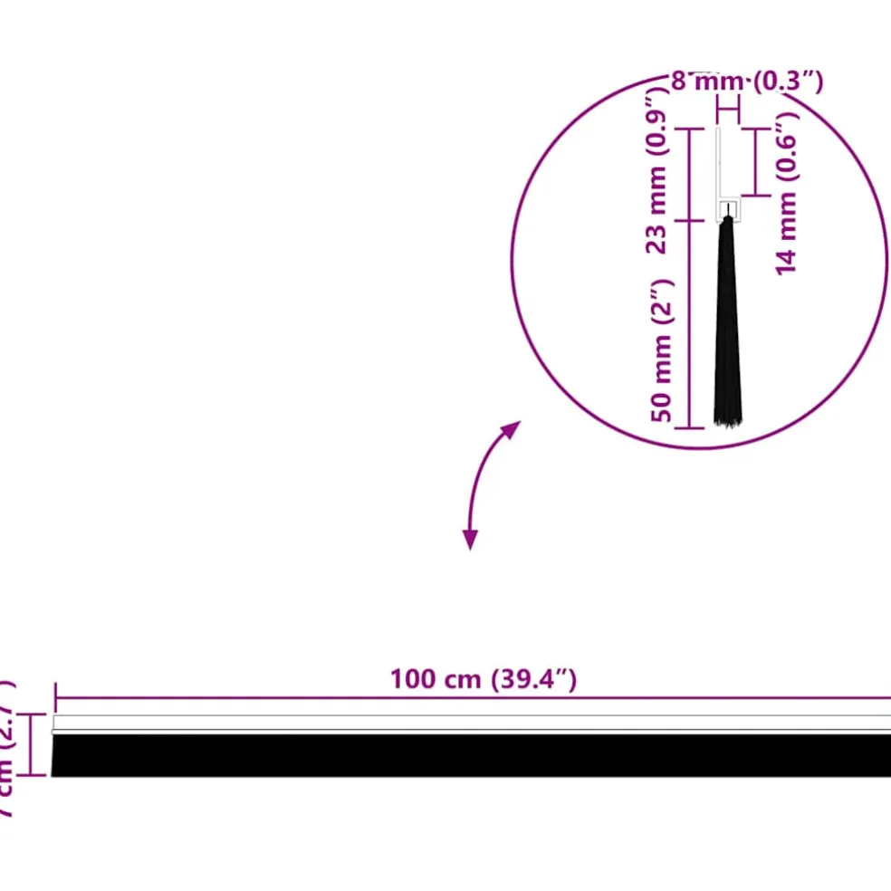 vidaXL Zelfklevende Deurborstels 2 st Wit 100 cm Aluminium Legering