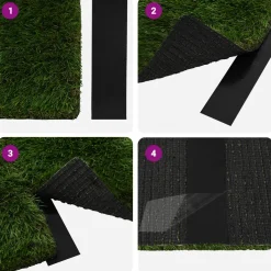 vidaXL Zelfklevende kunstgras tape Zwart 5 cm x 10 m Niet-geweven Stof