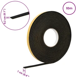 vidaXL Zelfklevende schuimtape Zwart 10mm x 10m CR Schuim