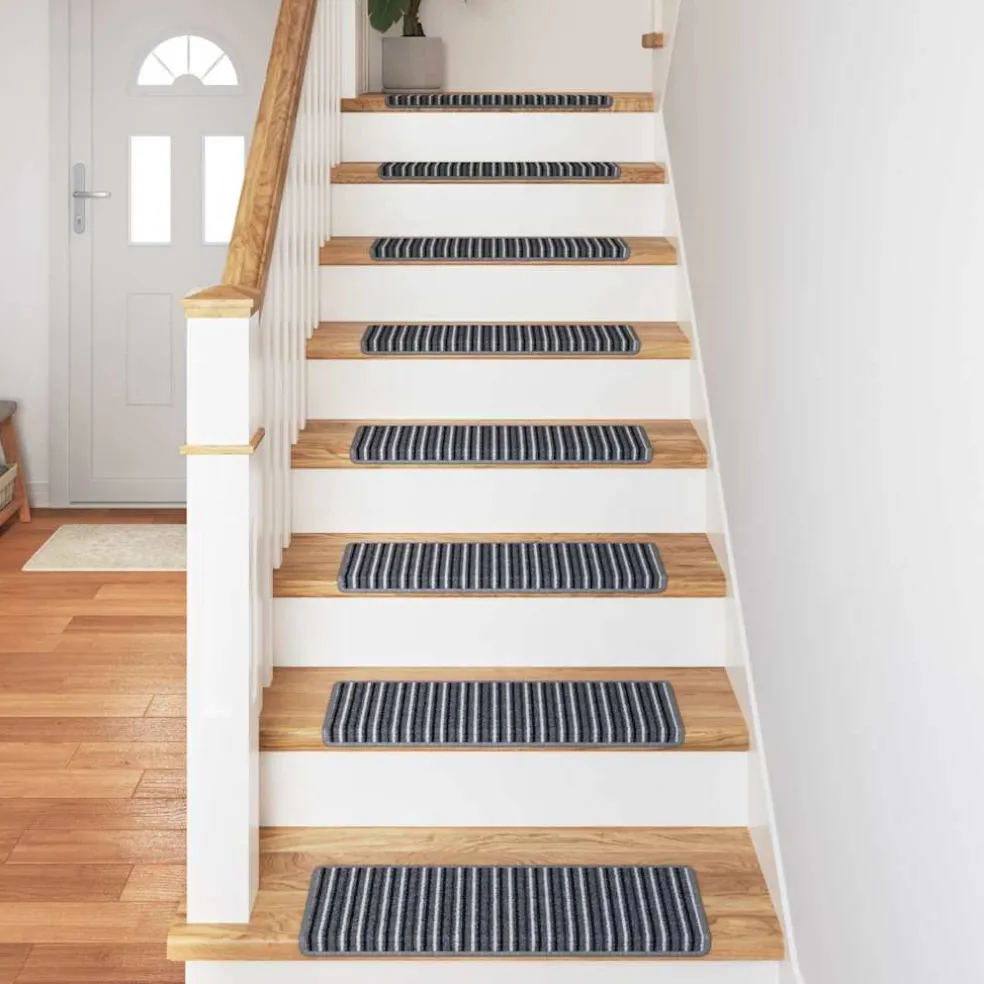 vidaXL Zelfklevende Trapmatten 15 st 65 x 21 x 4 cm Non-Slip Grijs
