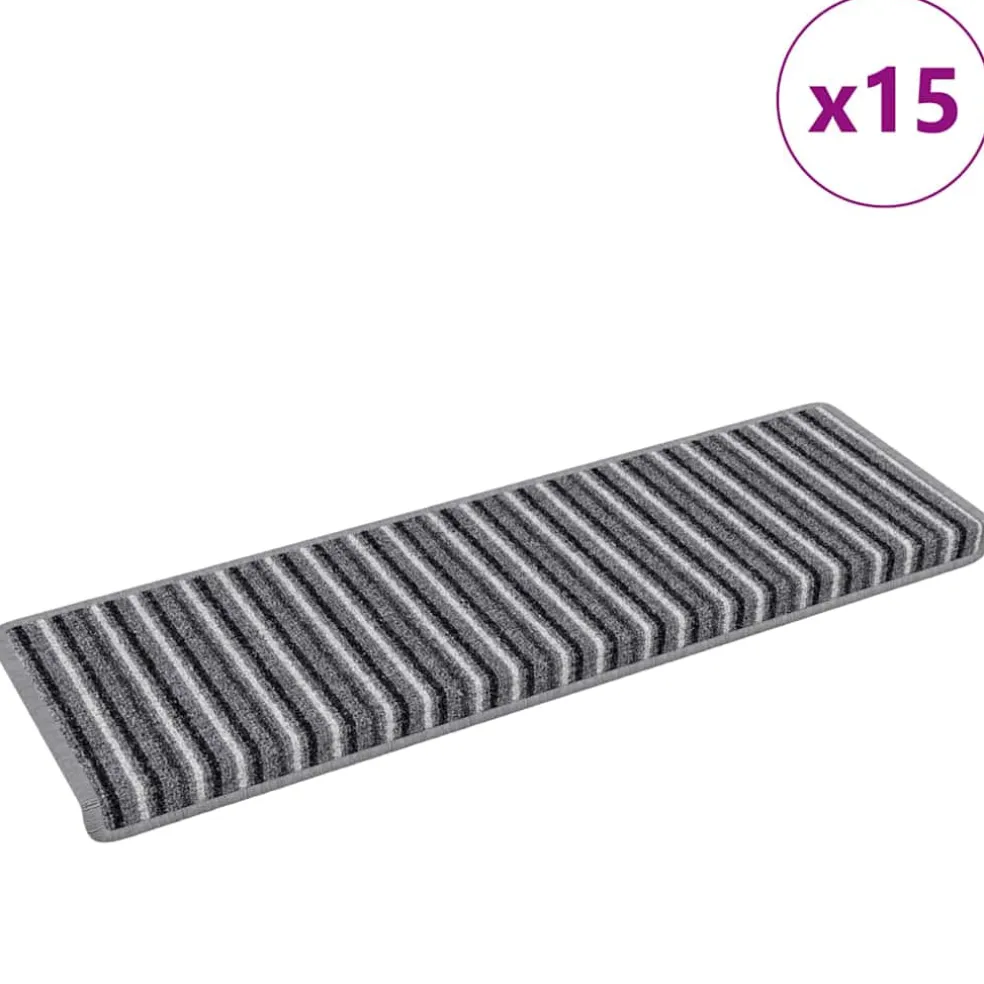 vidaXL Zelfklevende Trapmatten 15 st 65 x 21 x 4 cm Non-Slip Grijs