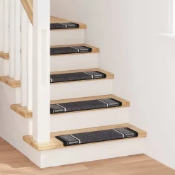 vidaXL Zelfklevende Trapmatten 15 st 65 x 21 x 4 cm Non-Slip Antraciet