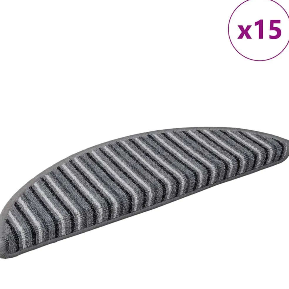 vidaXL Zelfklevende Trapmatten 15 st 56 x 17 x 3 cm Non-Slip Grijs