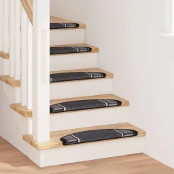 vidaXL Zelfklevende Trapmatten 15 st 65 x 21 x 4 cm Non-Slip Antraciet