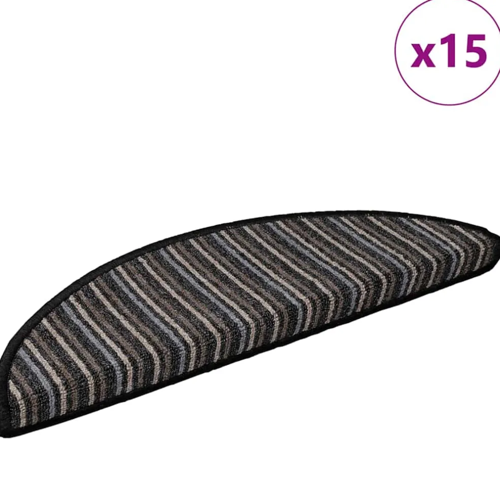 vidaXL Zelfklevende Trapmatten 15 st 56 x 17 x 3 cm Non-Slip Antraciet