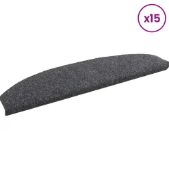 vidaXL Zelfklevende Trapmatten 15 st 80 x 24,5 x 3,5 cm Donkergrijs