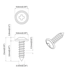 vidaXL Zelftappende Nagel 2 st Zwart 3,5 x 12 mm IJzer