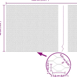 vidaXL zeshoekig gaasgek met palen 10 x 0,4 m PVC-Coated Staal Grijs