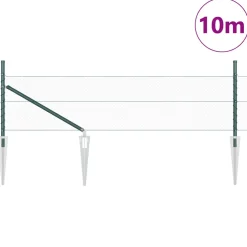 vidaXL zeshoekig gaasgek met palen 10 x 0,4 m PVC-Coated Staal Groen