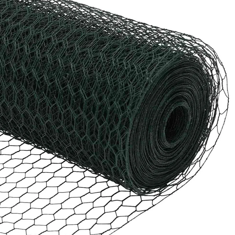 vidaXL zeshoekig gaasgek met palen 10 x 0,4 m PVC-Coated Staal Groen